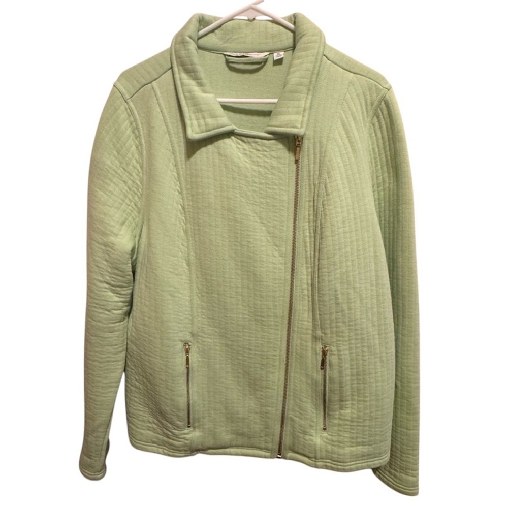 Isaac Mizrahi Live Green Quilted Jacket Sz XL